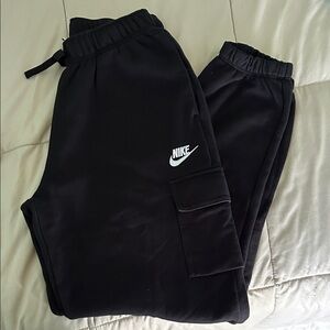 Nike Kids Black Sweatpants with White Logo